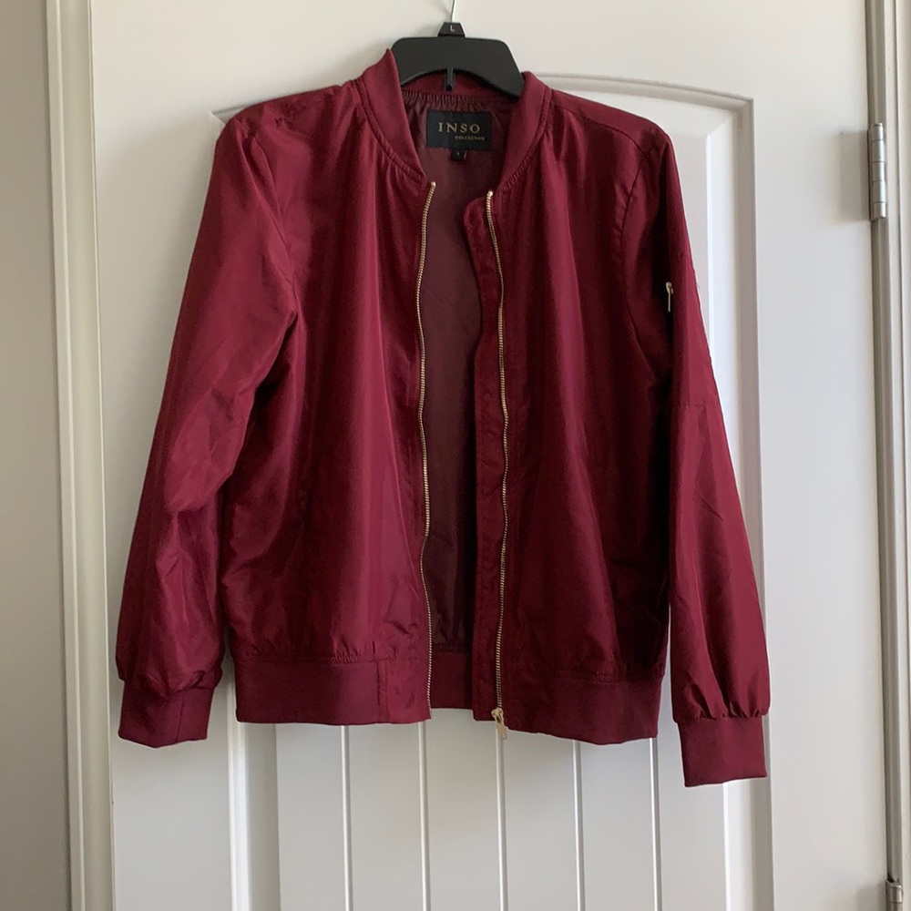 Unisex burgundy bomber jacket, never worn